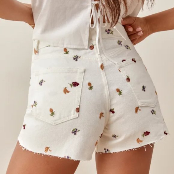 NEW REFORMATION Charlie Fruitloops High Rise Jean Shorts Size 24 #383 - Picture 2 of 6